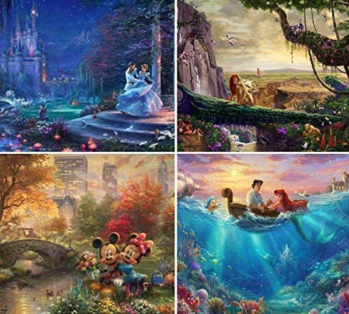 MULTIPACK CINDERELLA, THE LION KING, MICKEY AND MINNIE MOUSE, AND THE LITTLE MERMAID - 500 X 4 PCS PUZZLE