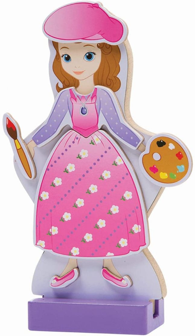 SOFIA AND AMBER - PRINCESS WOODEN DRESS-UP MAGNET SET