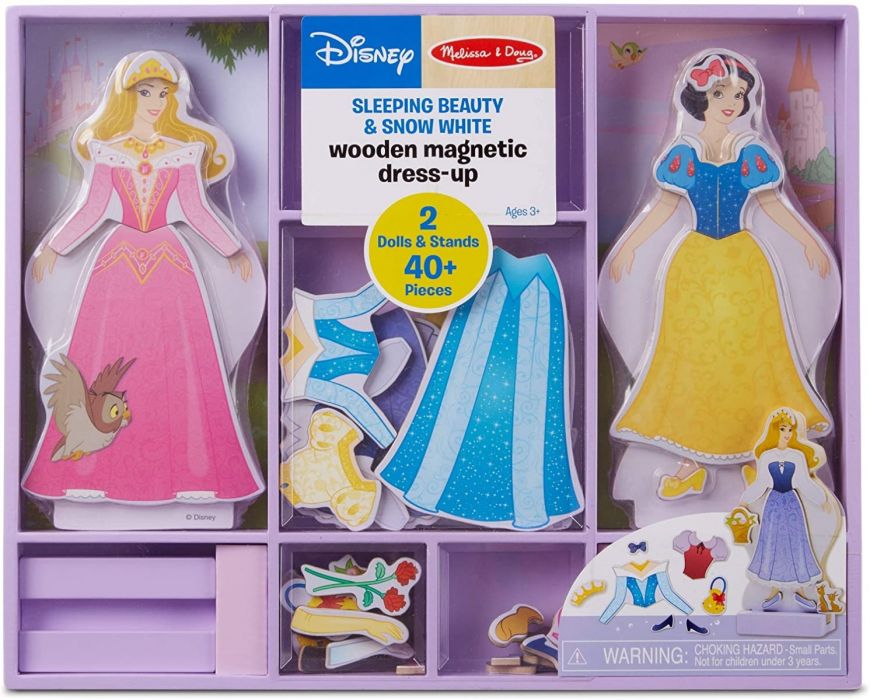 SLEEPING BEAUTY AND SNOW WHITE - WOODEN MAGNETIC DRESS-UP PLAY SET