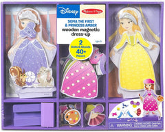 SOFIA AND AMBER - PRINCESS WOODEN DRESS-UP MAGNET SET